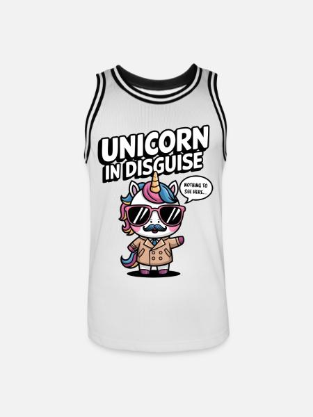 Unverkleidetes Einhorn - Männer Basketball-Trikot - Weiß/Schwarz
