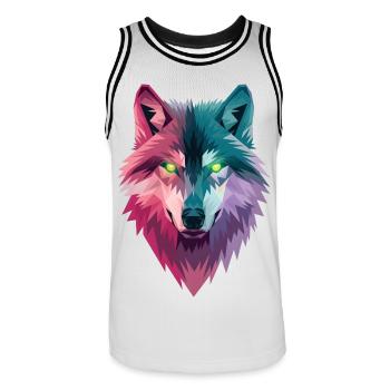 Loup - Maillot de basket Homme - blanc/noir - Devant - AI Model Male 185 dark (185cm)