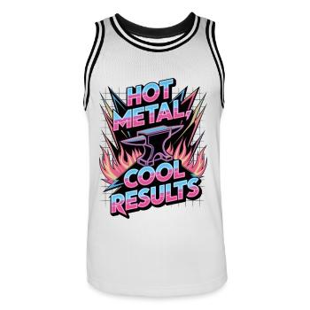 Hot Metal, Cool Results - Men's Basketball Jersey - white/black - Front - AI Model Male 185 dark (185cm)
