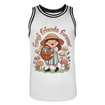 Fungi Friends für immer - Männer Basketball-Trikot - Weiß/Schwarz - Vorne - AI Model Male 185 dark (185cm)