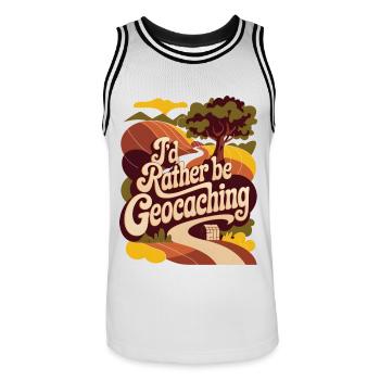 I'd Rather Be Geocaching - Men's Basketball Jersey - white/black - Front - AI Model Male 185 dark (185cm)