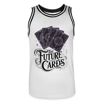 The Future Is In The Cards - Men's Basketball Jersey - white/black - Front - AI Model Male 185 dark (185cm)