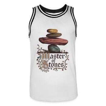 Meister der Steine - Männer Basketball-Trikot - Weiß/Schwarz - Vorne - AI Model Male 185 dark (185cm)