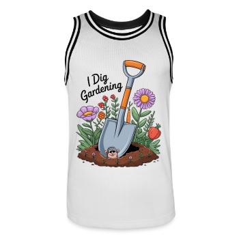 I Dig Gardening - Men's Basketball Jersey - white/black - Front - AI Model Male 185 dark (185cm)