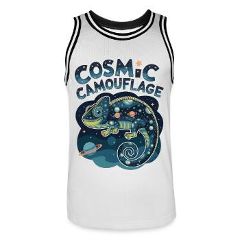 Camouflage cosmique - Maillot de basket Homme - blanc/noir - Devant - AI Model Male 185 dark (185cm)