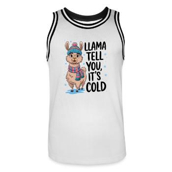 Lama vous dit qu’il fait froid - Maillot de basket Homme - blanc/noir - Devant - AI Model Male 185 dark (185cm)