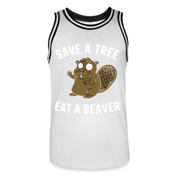 Brauner Cartoon Biber Waldtier - Männer Basketball-Trikot - Weiß/Schwarz - Vorne - AI Model Male 185 dark (185cm)