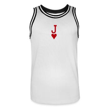 Carte à jouer au poker - Heart Jack - Maillot de basket Homme - blanc/noir - Devant - AI Model Male 185 dark (185cm)