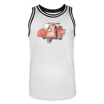 Vintage scooter avec side-car - Maillot de basket Homme - blanc/noir - Devant - AI Model Male 185 dark (185cm)