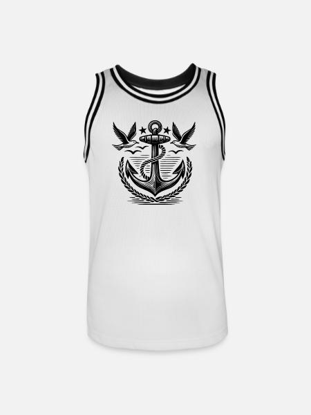Anchor Seagulls Logo - Men's Basketball Jersey - white/black