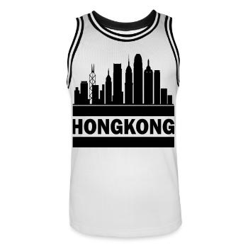 Hong Kong Skyline Souvenir Asie Bouddha Cadeau Om - Maillot de basket Homme - blanc/noir - Devant - AI Model Male 185 dark (185cm)