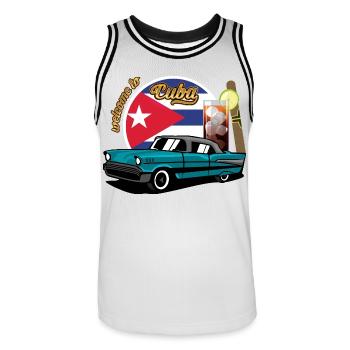 Cuba Cigar Car Rum Libre Havana Souvenir retro - Men's Basketball Jersey - white/black - Front - AI Model Male 185 dark (185cm)