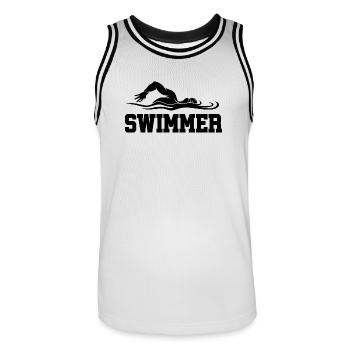 Silhouette de nageur dans un style aqua - Maillot de basket Homme - blanc/noir - Devant - AI Model Male 185 dark (185cm)