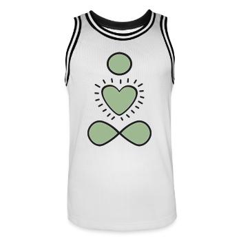 Mint Heart Infinity Emblem - Men's Basketball Jersey - white/black - Front - AI Model Male 185 dark (185cm)