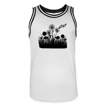 Papillons design pusteblumes prairie coeurs - Maillot de basket Homme - blanc/noir - Devant - AI Model Male 185 dark (185cm)