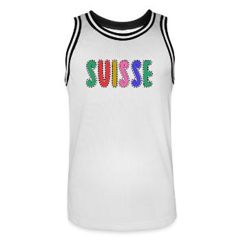 SUISSE. PAYS. GENEVE - Maillot de basket Homme - blanc/noir - Devant - AI Model Male 185 dark (185cm)