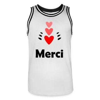 THANK YOU. MISTRESS. MASTER. THANK YOU MISTRESS - Men's Basketball Jersey - white/black - Front - AI Model Male 185 dark (185cm)