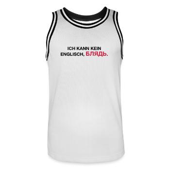 Je ne peux pas parler anglais bljat disant - idée cadeau - Maillot de basket Homme - blanc/noir - Devant - AI Model Male 185 dark (185cm)