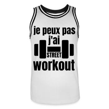Je peux pas j'ai STREET WORKOUT - Maillot de basket Homme - blanc/noir - Devant - AI Model Male 185 dark (185cm)