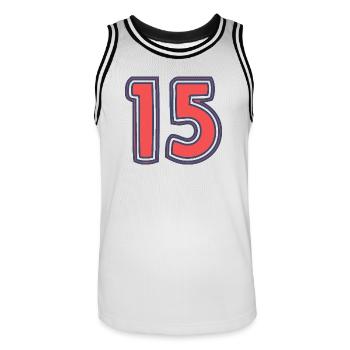 15. 15 ANS. 15e ANNIVERSAIRE. ANNIVERSAIRE 15 ANS. - Maillot de basket Homme - blanc/noir - Devant - AI Model Male 185 dark (185cm)