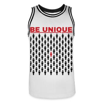 Be unique in the crowd - Men's Basketball Jersey - white/black - Front - AI Model Male 185 dark (185cm)