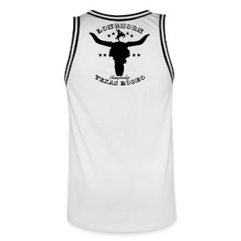 longhornrodeo - Männer Basketball-Trikot - Weiß/Schwarz - Hinten - AI Model Male 185 dark (185cm)