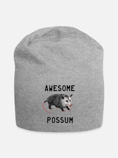 Awesome Possum - Opossum schwarzer Schriftzug - Jersey-Beanie - Grau meliert