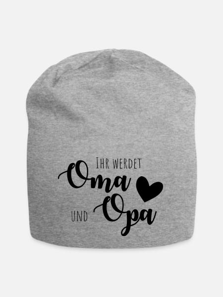 Ihr werdet Oma und Opa! - Jersey-Beanie - Grau meliert