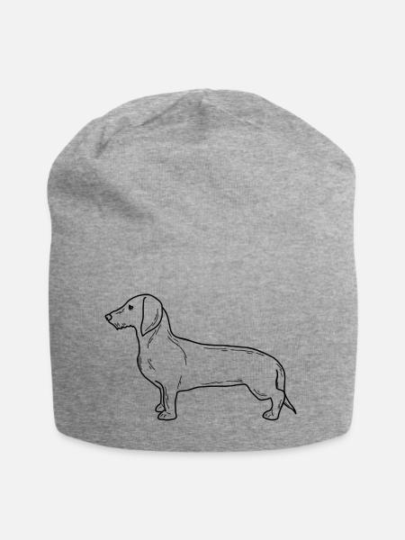 Dackel – Minimalistisches Hunde-Design - Jersey-Beanie - Grau meliert