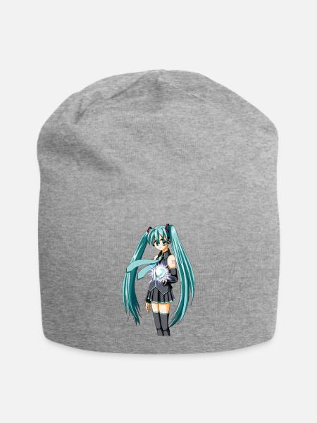Miku. Manga / Anime süßes Mädchen - Jersey-Beanie - Grau meliert