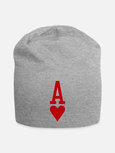 Poker Spielkarte Herz As - Jersey-Beanie - Grau meliert