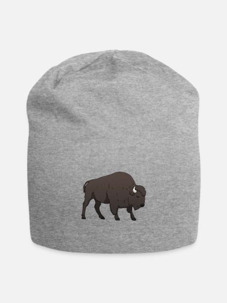 Bison Büffel - Jersey-Beanie - Grau meliert