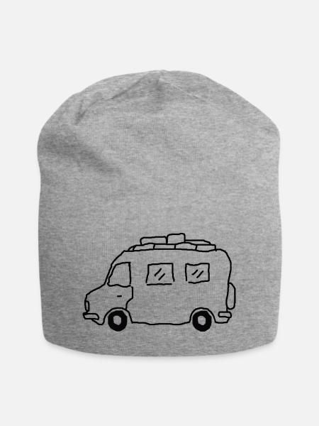 wohnmobil weltenbummler zeichnung - Jersey-Beanie - Grau meliert