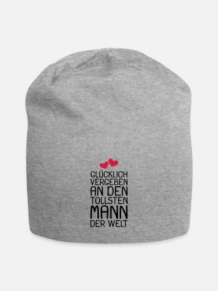 Glücklich vergeben Geschenk - Jersey-Beanie - Grau meliert