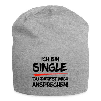 Ich bin Single. Du darfst mich ansprechen! - Jersey-Beanie - Grau meliert - Vorne