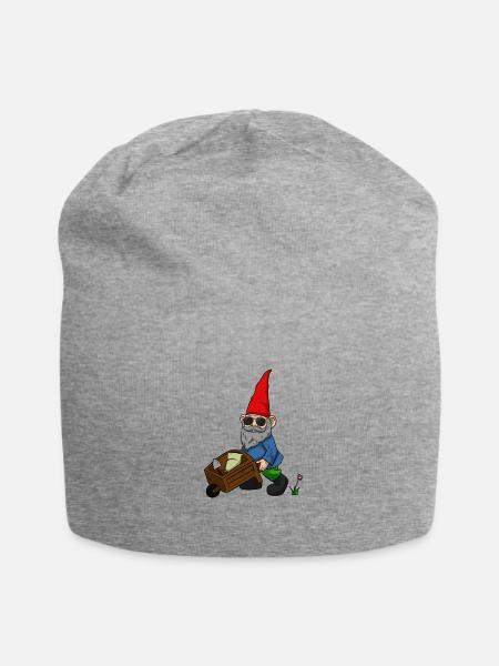 Gartenzwerg Schubkarren Garten Zwerg Schaufel - Jersey-Beanie - Grau meliert