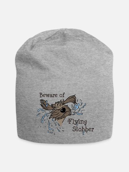 Beware of Flying Slobber - Jersey-Beanie - Grau meliert