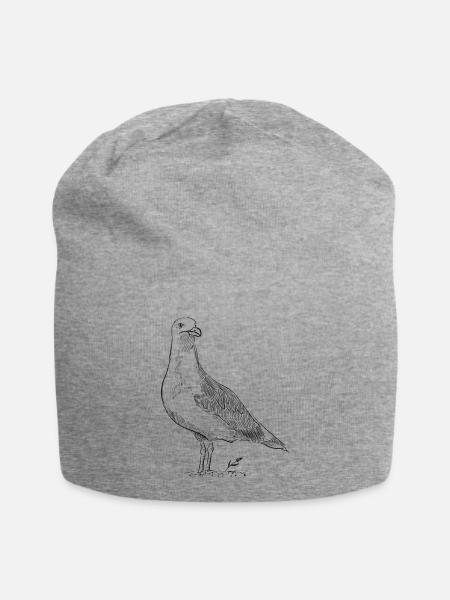 Colombe Vintage – Croquis d’oiseau dessiné à la main - Bonnet en jersey - gris chiné