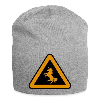 Attention unicorn, danger - Jersey Beanie - heather grey - Front