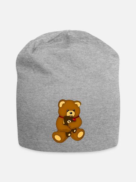 Teddybär Stofftier Bär Spielzeug - Jersey-Beanie - Grau meliert