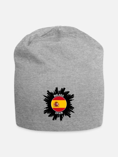 Malaga Skyline Spanien Flagge Reise Souvenir - Jersey-Beanie - Grau meliert