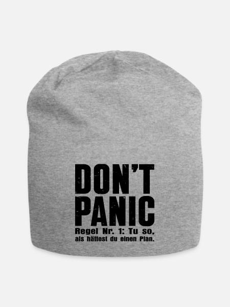 „DON’T PANIC“ – Das Kultshirt - Jersey-Beanie - Grau meliert