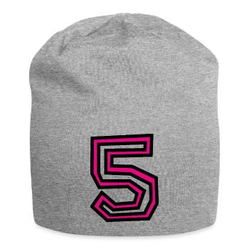 5 - Jersey-Beanie - Grau meliert - Vorne