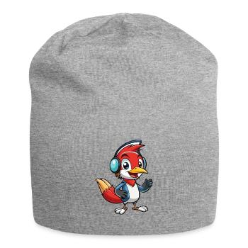 Woodpecker Lustige Zeichentrickfigur Kopfhörermusik - Jersey-Beanie - Grau meliert - Vorne