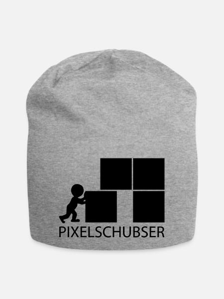Pixelschubser und stolz darauf! - Jersey-Beanie - Grau meliert