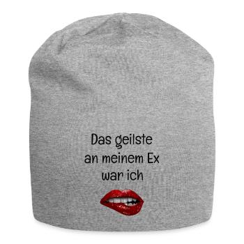 Das Geilste an meinem Ex war ich - Rote Lippen - Jersey-Beanie - Grau meliert - Vorne