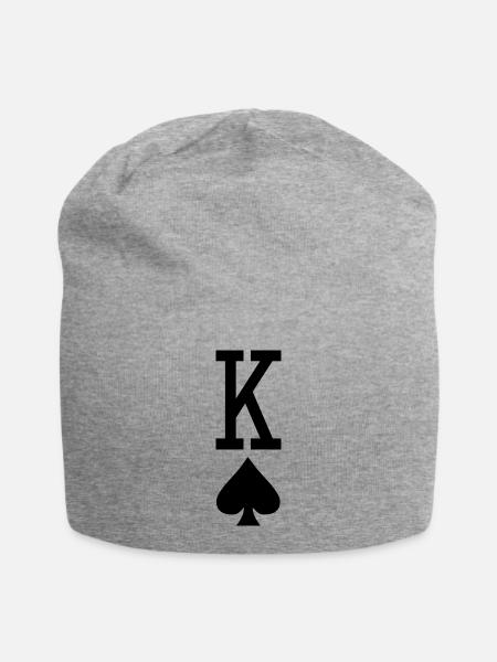 Poker Spielkarte - Pik König - Jersey-Beanie - Grau meliert