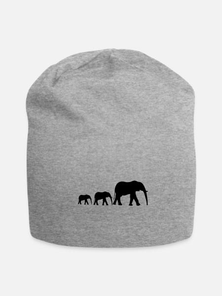 Elefantenfamilie - Jersey-Beanie - Grau meliert