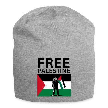 Free palestine | Guy with palestine flag - Jersey-Beanie - Grau meliert - Vorne