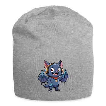 Fledermaus Lustige Zeichentrickfigur Kopfhörer Musik - Jersey-Beanie - Grau meliert - Vorne